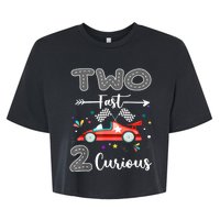 Two Fast 2 Curious Racing 2nd Birthday Gifts Boy Girl Bella+Canvas Jersey Crop Tee