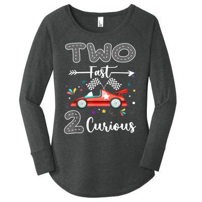 Two Fast 2 Curious Racing 2nd Birthday Gifts Boy Girl Women's Perfect Tri Tunic Long Sleeve Shirt