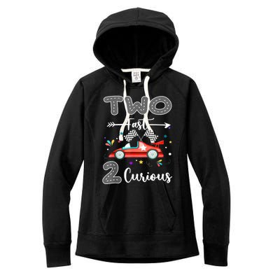 Two Fast 2 Curious Racing 2nd Birthday Gifts Boy Girl Women's Fleece Hoodie