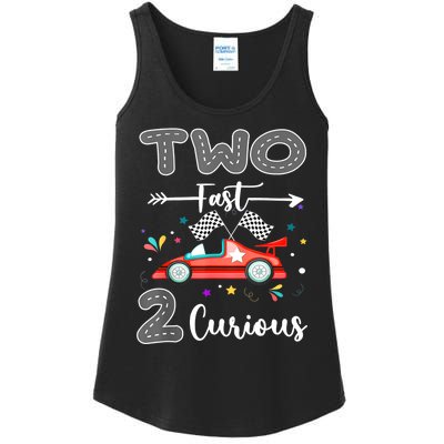 Two Fast 2 Curious Racing 2nd Birthday Gifts Boy Girl Ladies Essential Tank