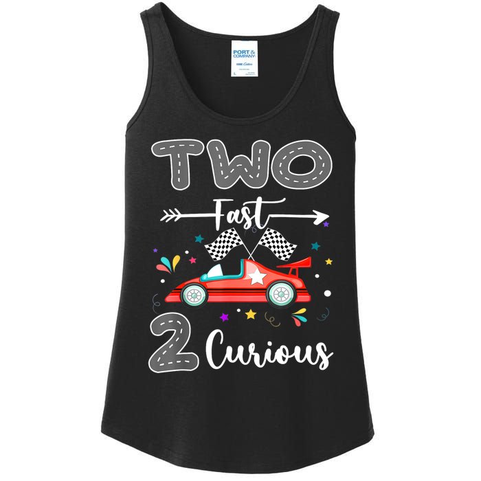 Two Fast 2 Curious Racing 2nd Birthday Gifts Boy Girl Ladies Essential Tank