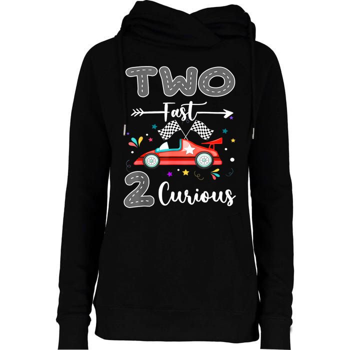 Two Fast 2 Curious Racing 2nd Birthday Gifts Boy Girl Womens Funnel Neck Pullover Hood