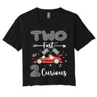 Two Fast 2 Curious Racing 2nd Birthday Gifts Boy Girl Women's Crop Top Tee