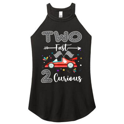 Two Fast 2 Curious Racing 2nd Birthday Gifts Boy Girl Women's Perfect Tri Rocker Tank