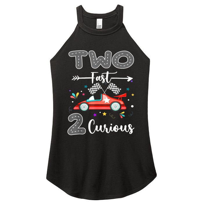 Two Fast 2 Curious Racing 2nd Birthday Gifts Boy Girl Women's Perfect Tri Rocker Tank