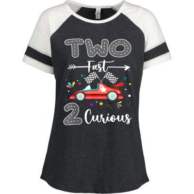 Two Fast 2 Curious Racing 2nd Birthday Gifts Boy Girl Enza Ladies Jersey Colorblock Tee