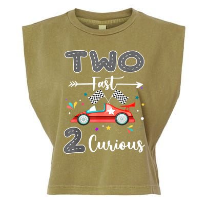 Two Fast 2 Curious Racing 2nd Birthday Gifts Boy Girl Garment-Dyed Women's Muscle Tee