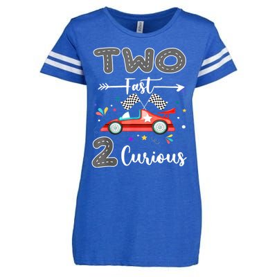 Two Fast 2 Curious Racing 2nd Birthday Gifts Boy Girl Enza Ladies Jersey Football T-Shirt