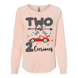 Two Fast 2 Curious Racing 2nd Birthday gift Womens California Wash Sweatshirt