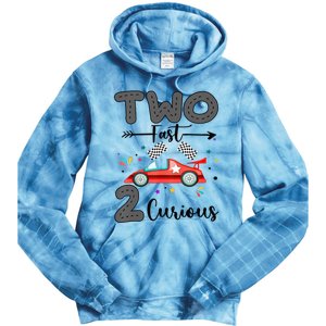 Two Fast 2 Curious Racing 2nd Birthday gift Tie Dye Hoodie