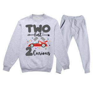 Two Fast 2 Curious Racing 2nd Birthday gift Premium Crewneck Sweatsuit Set