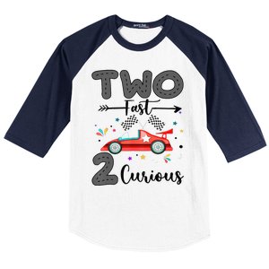 Two Fast 2 Curious Racing 2nd Birthday gift Baseball Sleeve Shirt