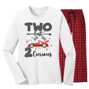 Two Fast 2 Curious Racing 2nd Birthday gift Women's Long Sleeve Flannel Pajama Set 