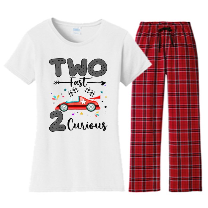 Two Fast 2 Curious Racing 2nd Birthday gift Women's Flannel Pajama Set