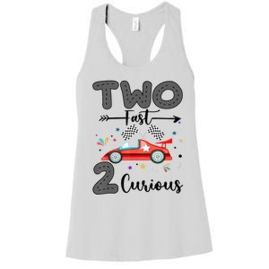 Two Fast 2 Curious Racing 2nd Birthday gift Women's Racerback Tank