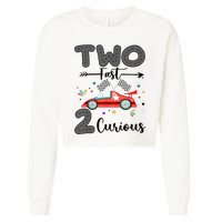 Two Fast 2 Curious Racing 2nd Birthday gift Cropped Pullover Crew