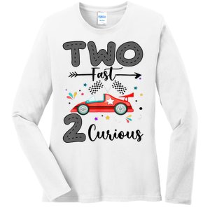 Two Fast 2 Curious Racing 2nd Birthday gift Ladies Long Sleeve Shirt