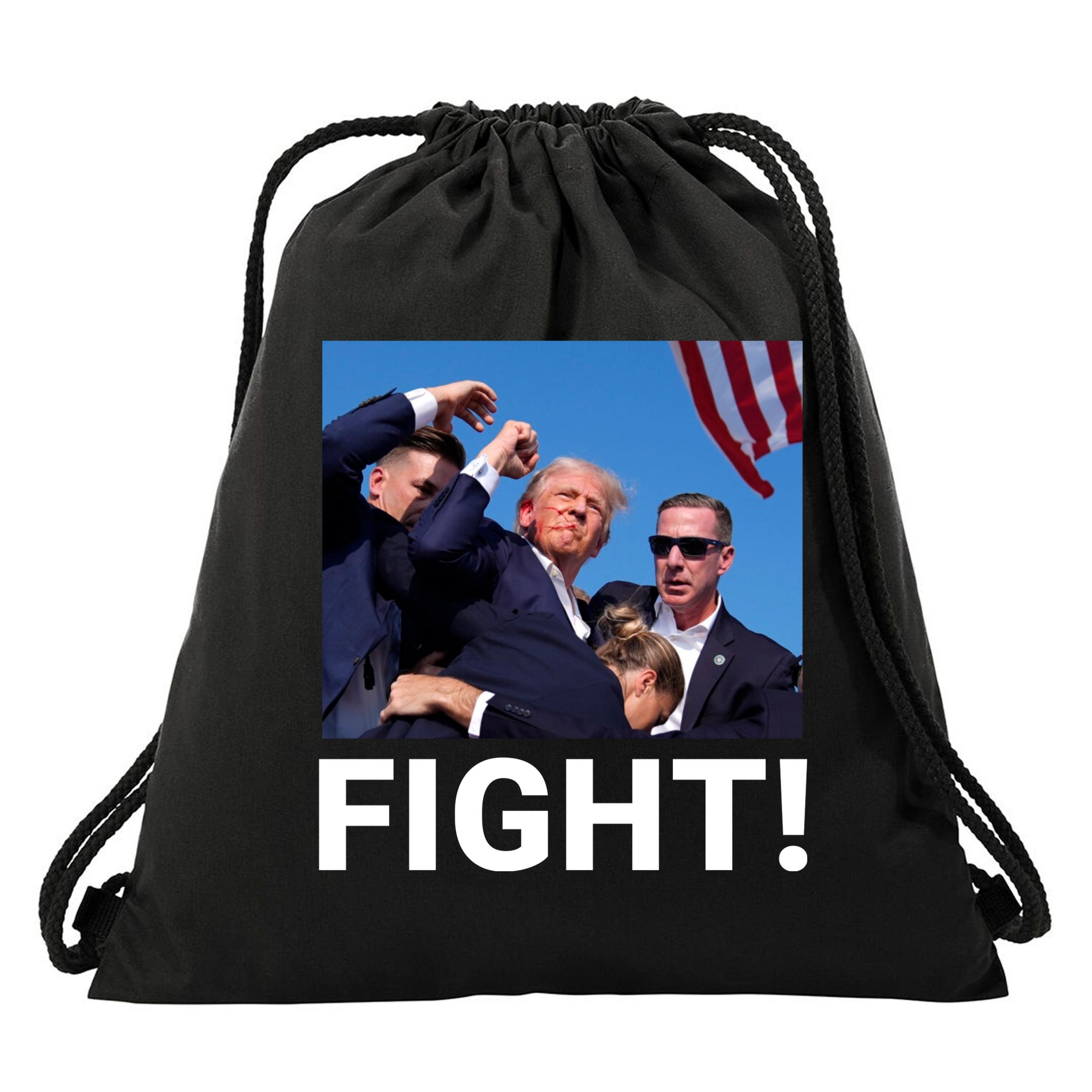 Trump Fight 2024 Usa Flag Save Our Republic Pennsylvania Rally 2024 Drawstring Bag