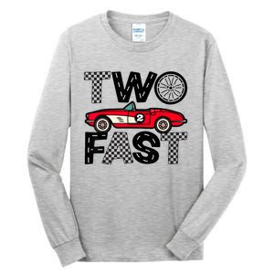 Two Fast 2 Curious Birthday 2 Years Old Pit Crew Bday Gifts Tall Long Sleeve T-Shirt