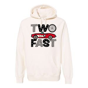 Two Fast 2 Curious Birthday 2 Years Old Pit Crew Bday Gifts Premium Hoodie