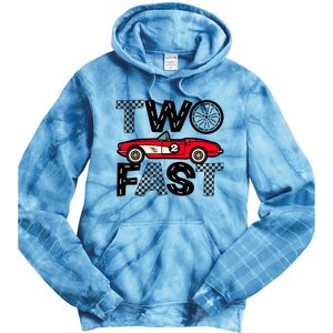 Two Fast 2 Curious Birthday 2 Years Old Pit Crew Bday Gifts Tie Dye Hoodie