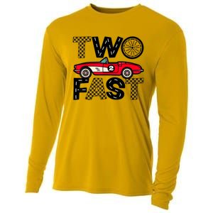 Two Fast 2 Curious Birthday 2 Years Old Pit Crew Bday Gifts Cooling Performance Long Sleeve Crew