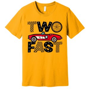 Two Fast 2 Curious Birthday 2 Years Old Pit Crew Bday Gifts Premium T-Shirt