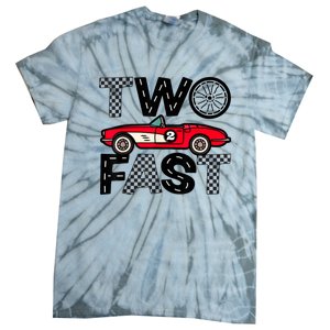 Two Fast 2 Curious Birthday 2 Years Old Pit Crew Bday Gifts Tie-Dye T-Shirt