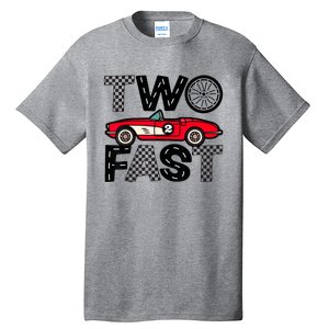 Two Fast 2 Curious Birthday 2 Years Old Pit Crew Bday Gifts Tall T-Shirt