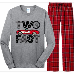 Two Fast 2 Curious Birthday 2 Years Old Pit Crew Bday Gifts Long Sleeve Pajama Set