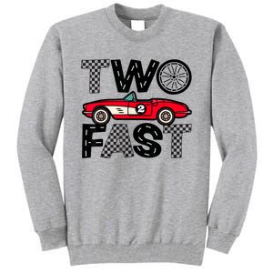 Two Fast 2 Curious Birthday 2 Years Old Pit Crew Bday Gifts Tall Sweatshirt