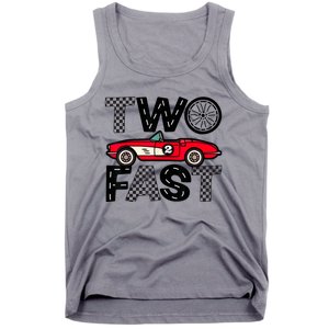 Two Fast 2 Curious Birthday 2 Years Old Pit Crew Bday Gifts Tank Top