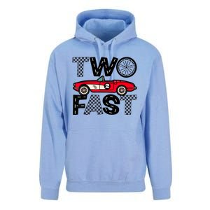 Two Fast 2 Curious Birthday 2 Years Old Pit Crew Bday Gifts Unisex Surf Hoodie