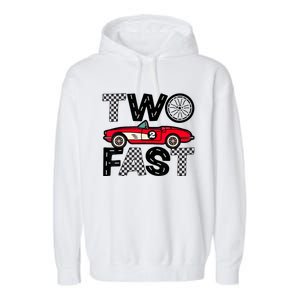 Two Fast 2 Curious Birthday 2 Years Old Pit Crew Bday Gifts Garment-Dyed Fleece Hoodie