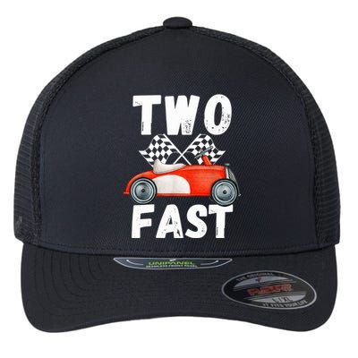 Two Fast 2 Curious Racing 2nd Birthday Race Car Pit Crew Tee Flexfit Unipanel Trucker Cap