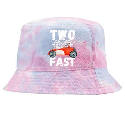 Two Fast 2 Curious Racing 2nd Birthday Race Car Pit Crew Tee Tie-Dyed Bucket Hat