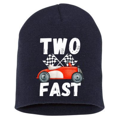 Two Fast 2 Curious Racing 2nd Birthday Race Car Pit Crew Tee Short Acrylic Beanie