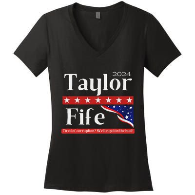Taylor Fife 2024 Presidential Campaign Design Women's V-Neck T-Shirt