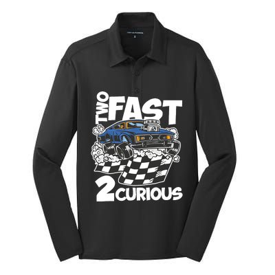 Two Fast 2 Curious Years Racing Two Fast Birthday Silk Touch Performance Long Sleeve Polo