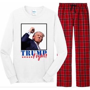 Trump Fight 2024 Fighting Fighters Supporters Americans Long Sleeve Pajama Set