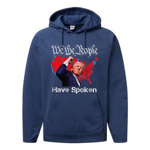 Trump Fight 2024 We The People Have Spoken Election Map Performance Fleece Hoodie