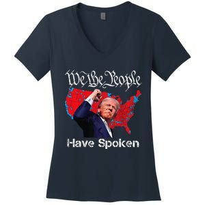 Trump Fight 2024 We The People Have Spoken Election Map Women's V-Neck T-Shirt