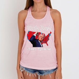 Trump Fight 2024 We The People Have Spoken Election Map Women's Knotted Racerback Tank