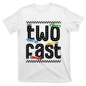 Two Fast 2 Curious Birthday 2 Years Old Race Car Speed T-Shirt