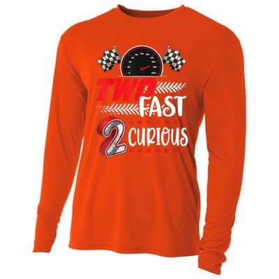 Two Fast 2 Curious Racing 2nd Birthday Two Fast Birthday Cooling Performance Long Sleeve Crew