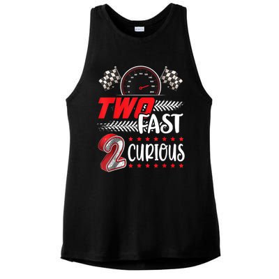 Two Fast 2 Curious Racing 2nd Birthday Two Fast Birthday Ladies PosiCharge Tri-Blend Wicking Tank