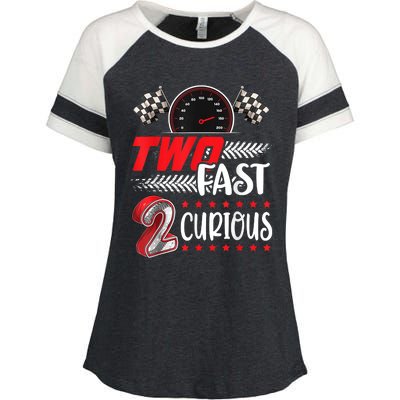 Two Fast 2 Curious Racing 2nd Birthday Two Fast Birthday Enza Ladies Jersey Colorblock Tee