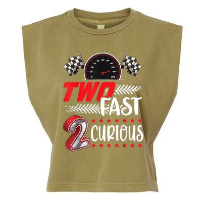 Two Fast 2 Curious Racing 2nd Birthday Two Fast Birthday Garment-Dyed Women's Muscle Tee