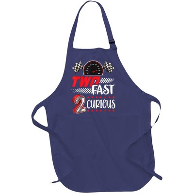 Two Fast 2 Curious Racing 2nd Birthday Two Fast Birthday Full-Length Apron With Pockets