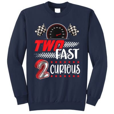 Two Fast 2 Curious Racing 2nd Birthday Two Fast Birthday Sweatshirt